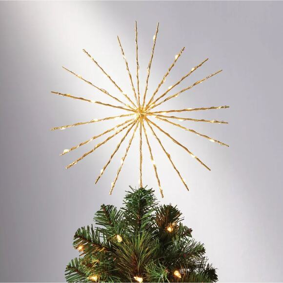 Twinkling Starburst Spikes Christmas Tree Topper 14"in 70 Lights Lit Light Up - Picture 1 of 9